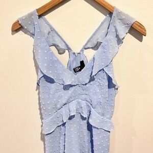 Aqua Womens XS Babydoll Y2K Dress Ruffles V-neck Swiss Dots Feminine Whimsy